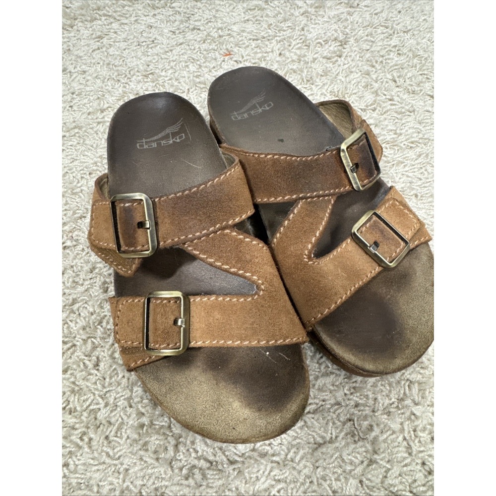 Dansko Dayna Tan Suede Slide Comfort Sandals Size Euro 37 US 7 Granola Girl Boho